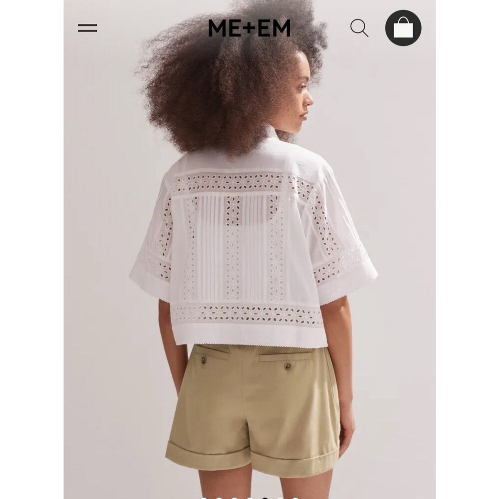 ME + EM COTTON VOILE BROIDERY CROPPED SHIRT - Picture 2 of 4